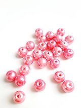 Korálky - Voskové perly ružové 8 mm, 25 ks - 15642163_