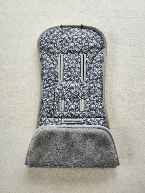 Detský textil - MERINO podložka OYSTER ZERO 100% wool Grey proti poteniu a prehriatiu Motýliky šedé - 15641893_