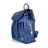 Batohy - Luxusný kožený ruksak z pravej hovädzej kože v modrej farbe - 15642029_