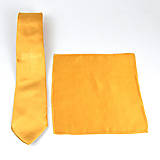 Pánske doplnky - SET Hodvábna kravata + vreckovka v medenej farbe, ručná výroba - 15642116_