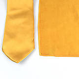 Pánske doplnky - SET Hodvábna kravata + vreckovka v medenej farbe, ručná výroba - 15642117_