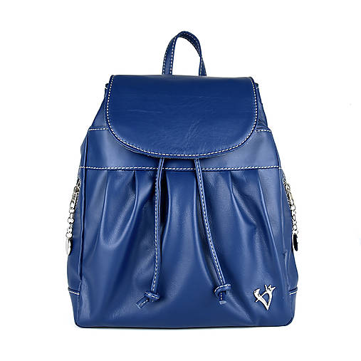 Luxusný kožený ruksak z pravej hovädzej kože v modrej farbe