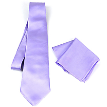 Pánske doplnky - SET Hodvábna kravata + vreckovka v levanduľovej farbe, ručná výroba - 15642093_