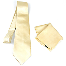 Pánske doplnky - SET Hodvábna kravata + vreckovka v béžovej farbe, ručná výroba - 15642129_