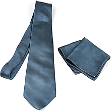 Pánske doplnky - SET Hodvábna kravata + vreckovka v tmavo tyrkysovej farbe, ručná výroba - 15642237_