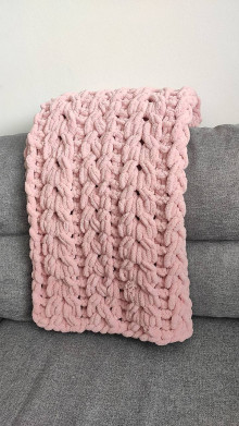 Detský textil - Puffy deka - ružová - svetrový vzor - 15641156_