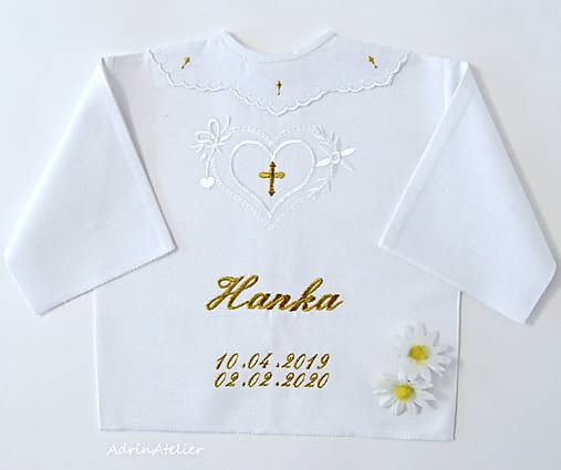 Detské oblečenie - košielka na krst vyšívaná - 15642484_