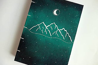 Papiernictvo - Kreslený zápisník Noc na horách A5 - 15644703_