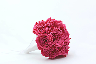 Kytice pre nevestu - Saténová kytica svadobná sýto ružová ruže - 15644777_