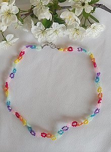 Iné šperky - Jarná kolekcia (farebný kvetinkový náhrdelník) - 15644830_