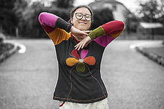 Topy, tričká, tielka - Merino trikovice rozkvetlá - 15644074_