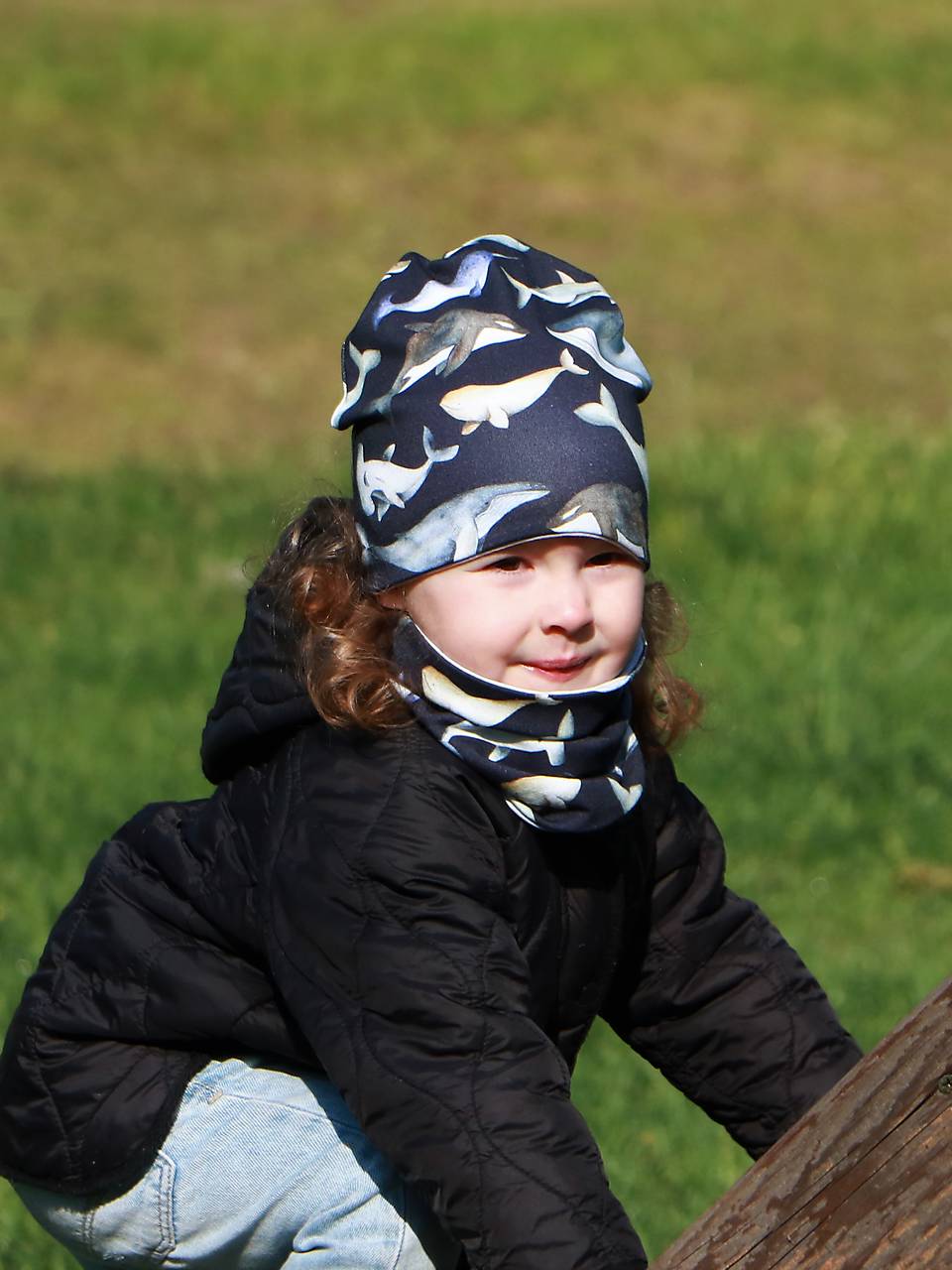 Rybky navy čiapka, nákrčník alebo set