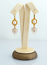 Sady šperkov - Jemný perlový set s pozlátenými korálkami (Ag925 a 316L) (Náušnice) - 15645880_