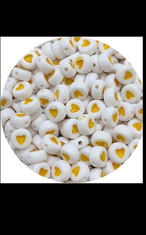 Korálky - Romantické farebné srdiečka - ovalne 7mm (Žltá) - 15646254_