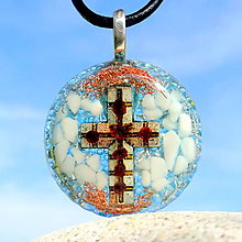 Náhrdelníky - Orgonit Granátový Nebeský Křížek * Ochrana - 15647833_