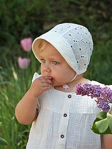 Detské čiapky - Letný detský čepiec Diana ivory - 15648786_