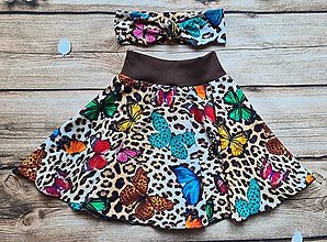 Detské oblečenie - Detská točivá sukňa a čelenka - motýle na leopardovi - 15647702_