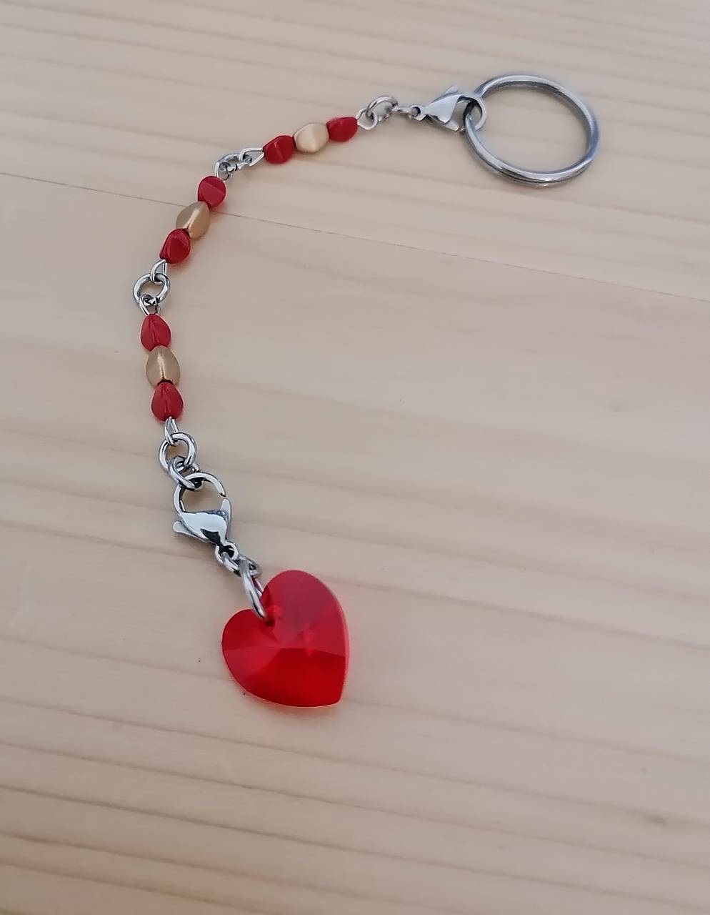 Kľúčenka - červené srdce Swarovski - chirurgická oceľ 