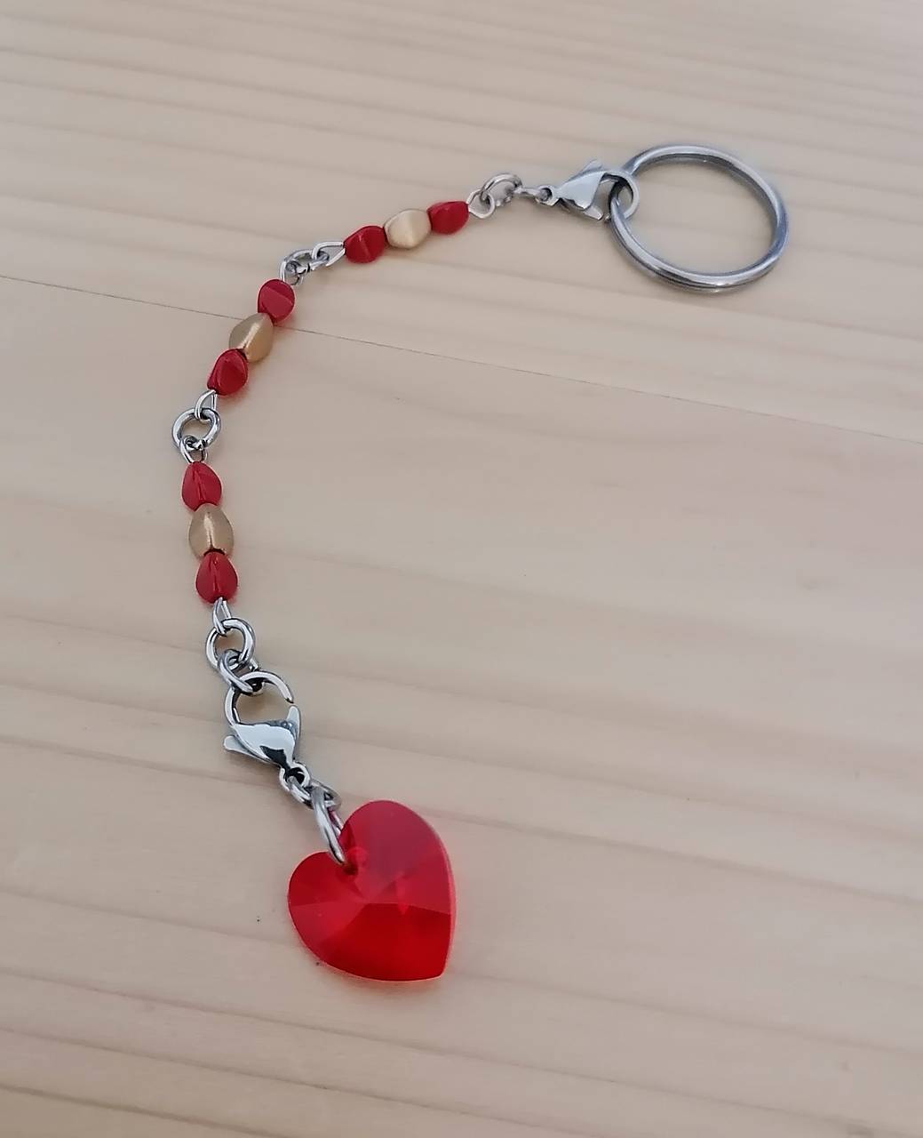 Kľúčenka - červené srdce Swarovski - chirurgická oceľ 