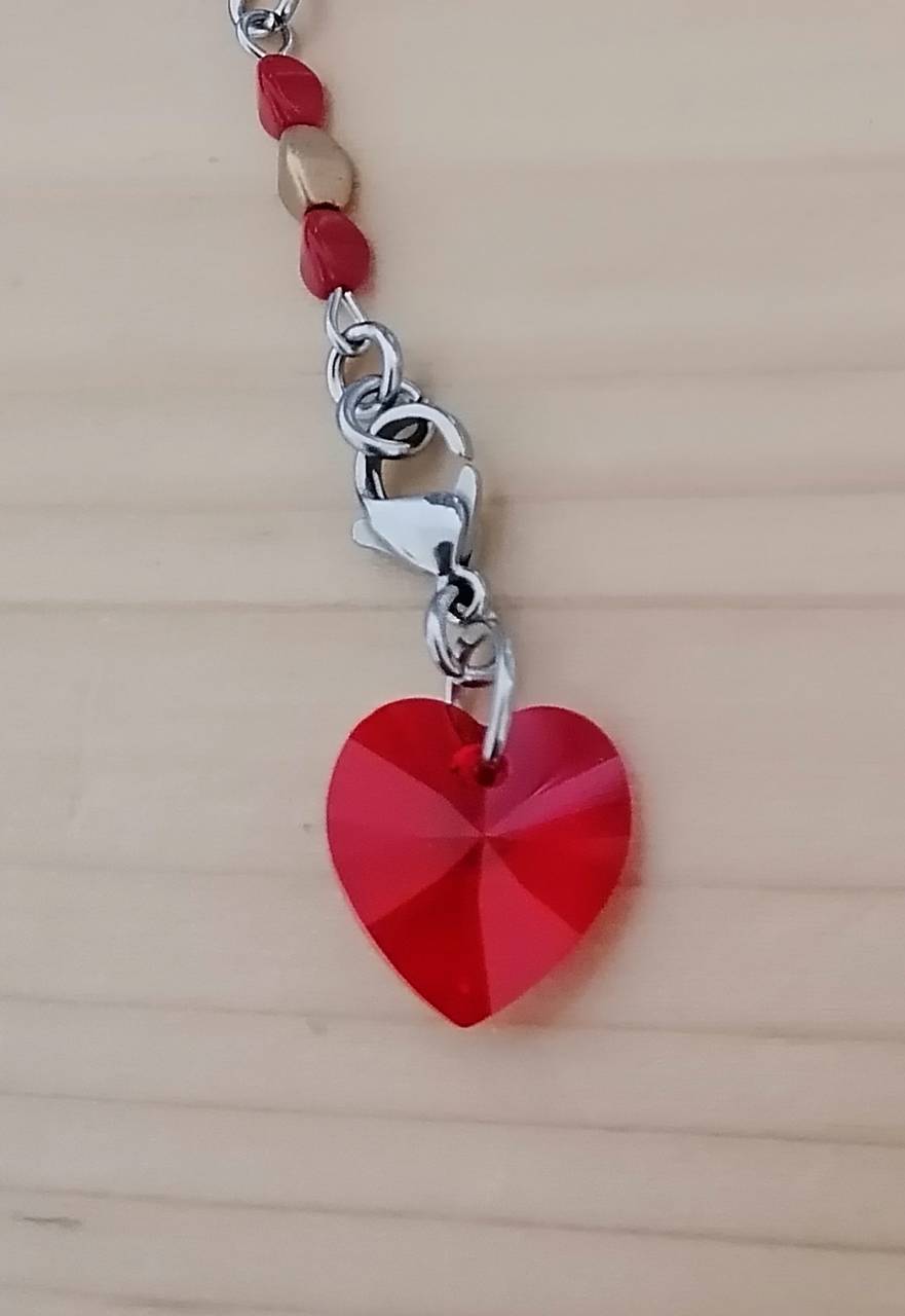 Kľúčenka - červené srdce Swarovski - chirurgická oceľ 
