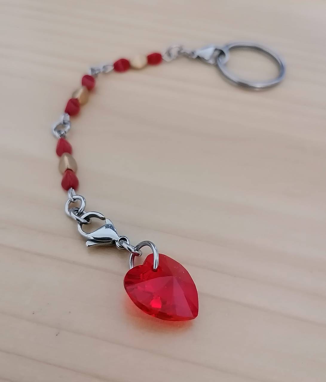 Kľúčenka - červené srdce Swarovski - chirurgická oceľ 
