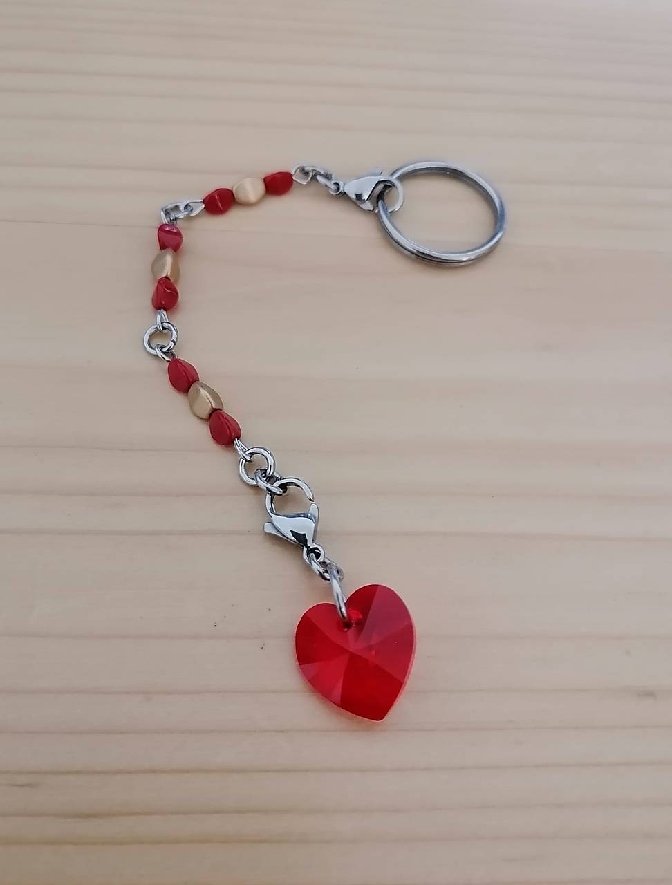 Kľúčenka - červené srdce Swarovski - chirurgická oceľ 