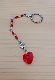 Kľúčenky - Kľúčenka - červené srdce Swarovski - chirurgická oceľ  - 15648323_