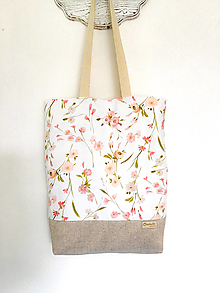 Nákupné tašky - Taška ružové kvety malé - 15650279_