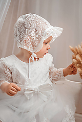 Detské čiapky - Čepiec krstový s volánikom - 15651756_