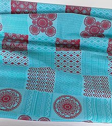Textil - Bavlnené látky (Tyrkysové - bordové kocky 13 cm veľkosť) - 15650998_