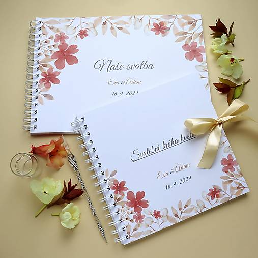 Papiernictvo - Kvietky tehlové - kniha hostí a album - 15651580_