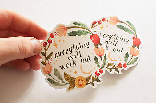 Papier - Samolepka "Everything will work out" - 15650646_