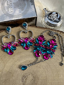 Sady šperkov - Tyrkysovo-ružový set - 15651140_