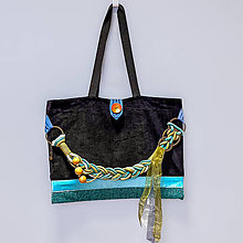 Veľké tašky - Zamatová čierna shopperka - 15650277_