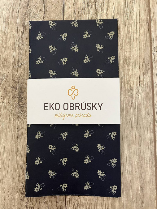 Úžitkový textil - Chlebobal - vrecko na chlieb M (Kvietky na modrej) - 15652299_