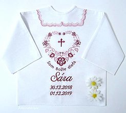 Detské oblečenie - košieľka na krst -folk (svetlá ružová,tmavšia ružová) - 15653106_