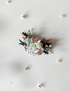 Ozdoby do vlasov - Kvetinové hrebienky "čas na krajšie dni"  (Mint) - 15653463_
