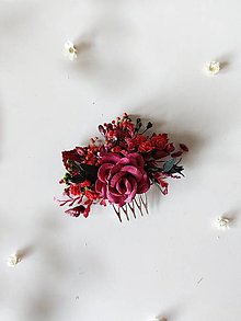 Ozdoby do vlasov - Kvetinové hrebienky "čas na krajšie dni"  (Vínová ružička) - 15654192_