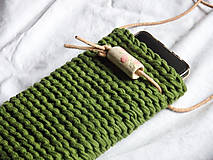 Kabelky - Malá háčkovaná kabelka s ozdobnou keramikou zelená - 15653188_