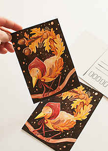Papiernictvo - Pohľadnica " jesenný vtáčik " - 15652623_