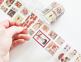 Papier - Nálepky - poštové známky / mix (Hríbiky) - 15653023_