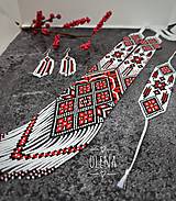 Sady šperkov - Set: slovanský etnický náhrdelnik, náramok, náušnice tkaný z rokajlových korálok Preciosa - 15653614_