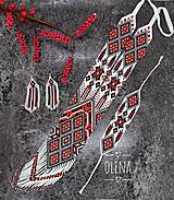 Sady šperkov - Set: slovanský etnický náhrdelnik, náramok, náušnice tkaný z rokajlových korálok Preciosa - 15653615_