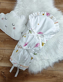Detský textil - Krásna kvetinová zavinovačka - D2 (Obliečka + vnútorná výplň z umelého vlákna 200g) - 15651993_