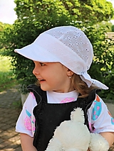Detské čiapky - Letný ľahký šilt Evička - biela madeira - 15656799_