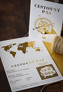 Papiernictvo - Stierací žreb "Cestovný pas" - biela & zlatá - 15657725_