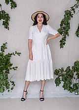 Šaty - Biele viskózové madeirové šaty s volánom (Gypsofila) - 15654849_