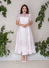Šaty - Bielo-ružové organzové šaty s maxi kruhovou sukňou (Alisma) - 15654875_