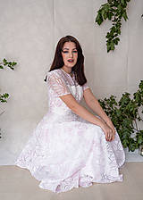Šaty - Bielo-ružové organzové šaty s maxi kruhovou sukňou (Alisma) - 15654881_