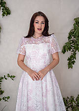 Šaty - Bielo-ružové organzové šaty s maxi kruhovou sukňou (Alisma) - 15654883_